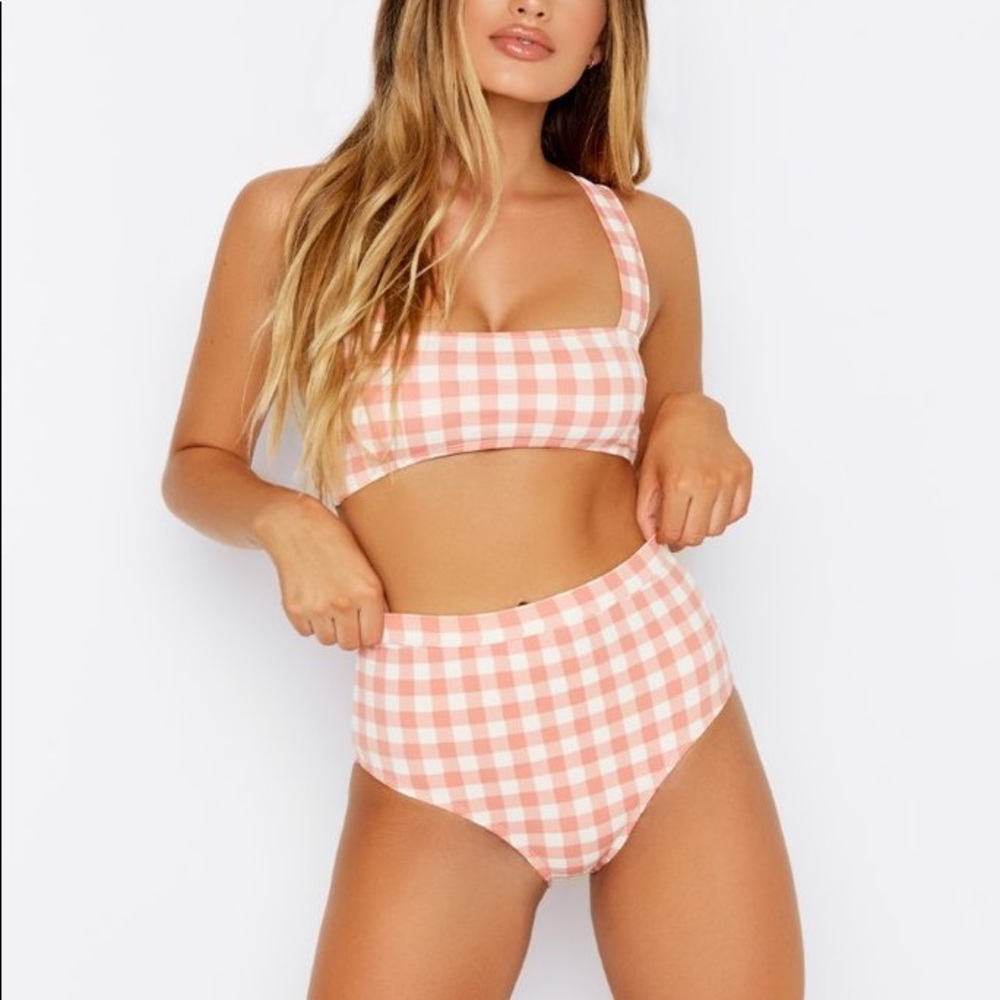 High waisted plaid bikini